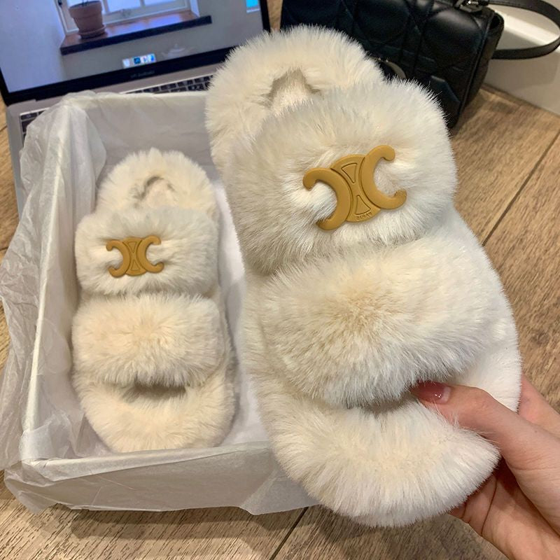 【shoes】ふわふわファースリッパF8381