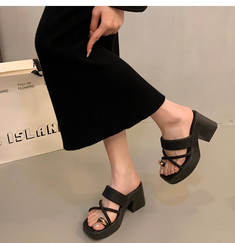 【shoes】2色厚底スリッパF7498