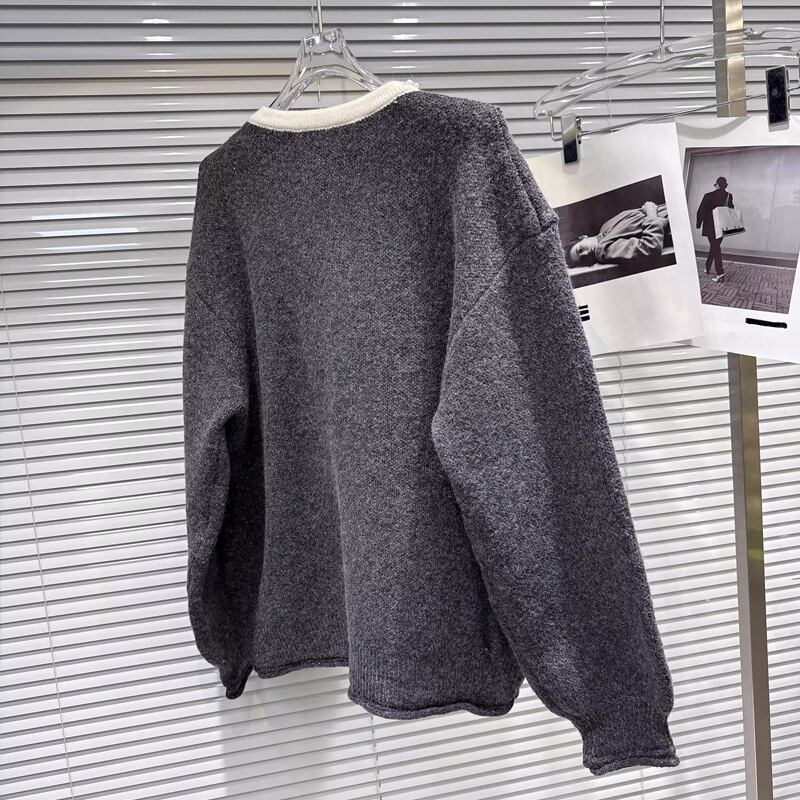 【outer】リボン付きフェイクレイヤードニットカーディガン Q7444