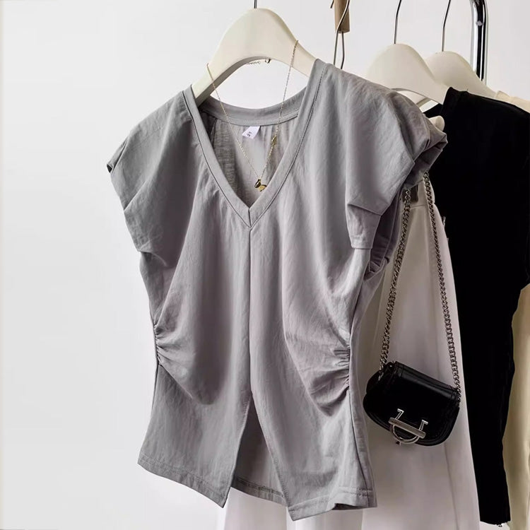 【tops】2色フレンチスリーブタンクトップF7853