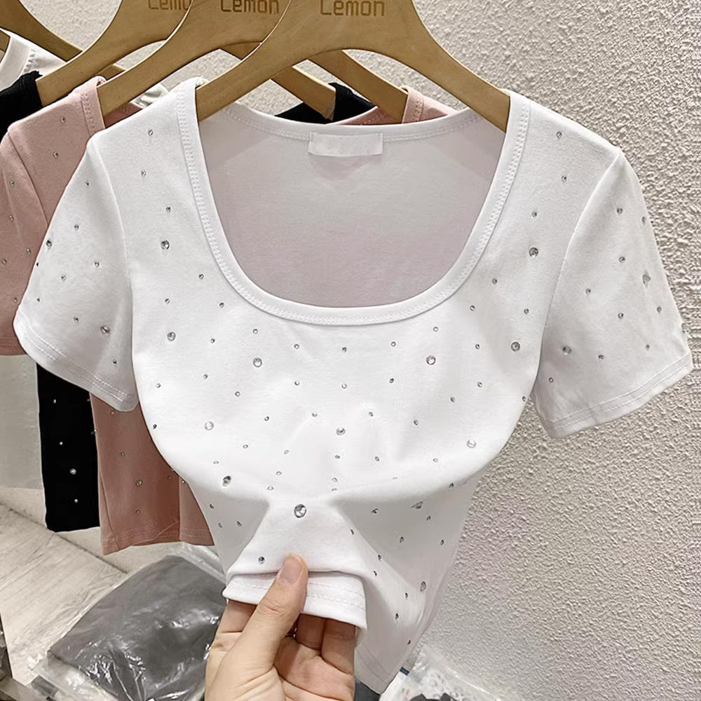 【tops】3色半袖キラキラTシャツF7761