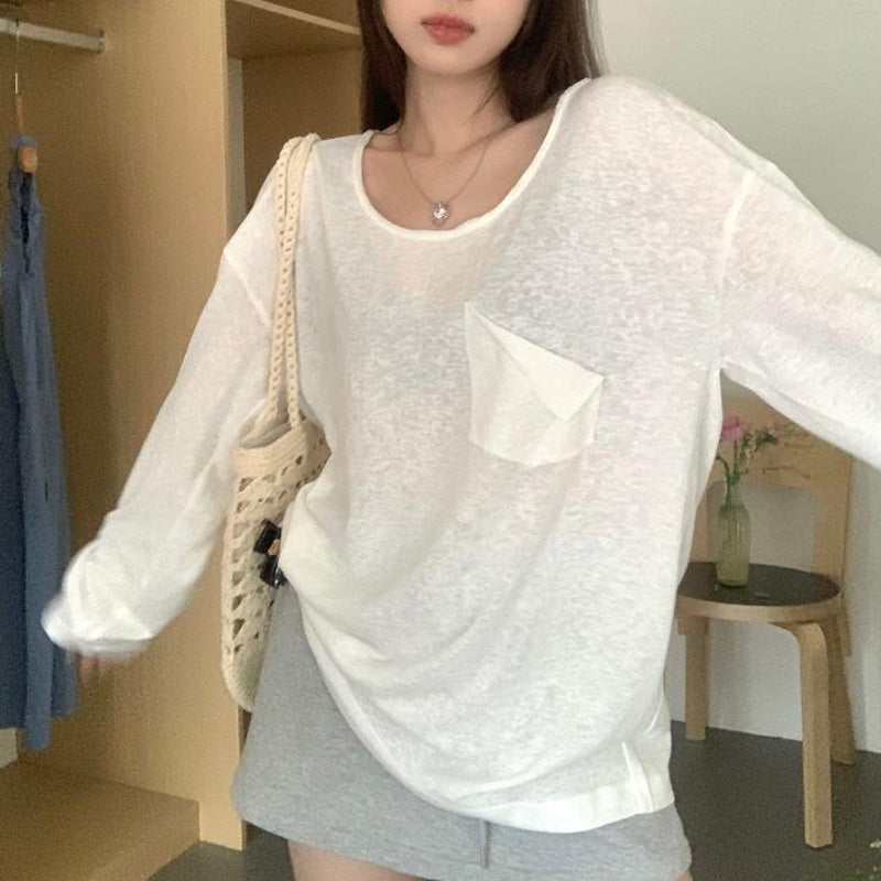 【tops】長袖ゆったりTシャツF7884