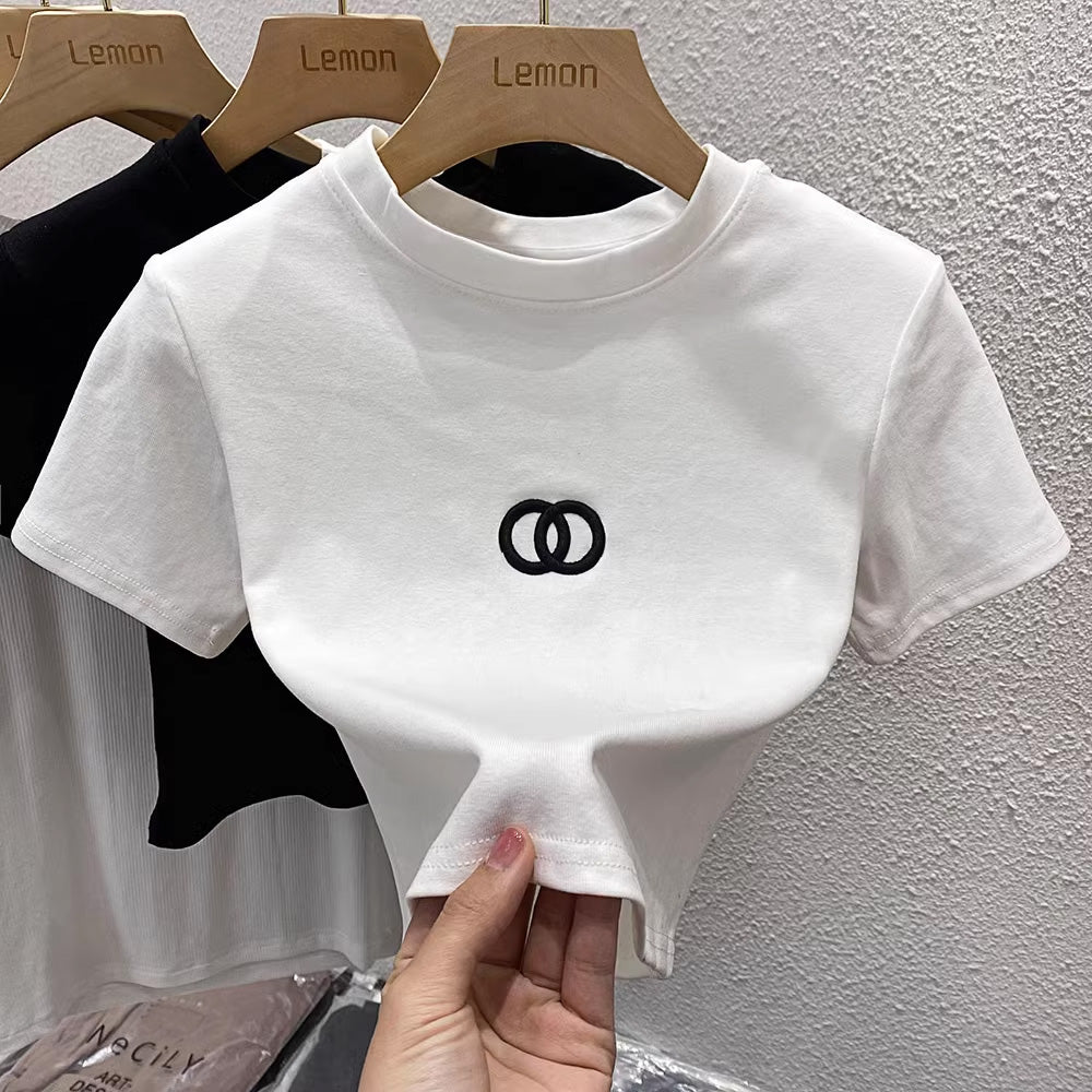 【tops】2色半袖ショート丈TシャツF7866