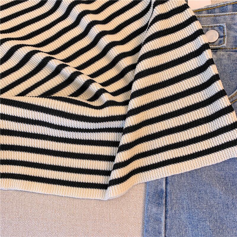 【tops】ボーダー柄ニットタンクトップF7178