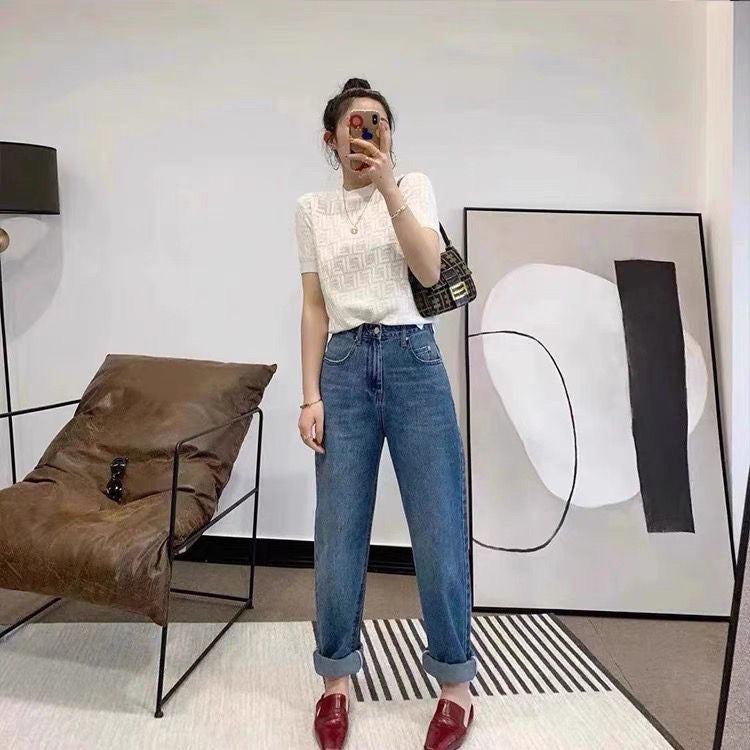 【tops】3色ニットTシャツF7639