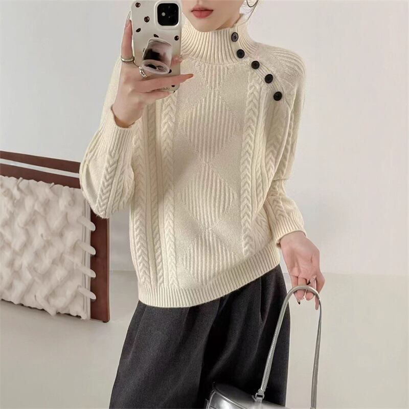 【tops】ハイネックニットトップス Q7159
