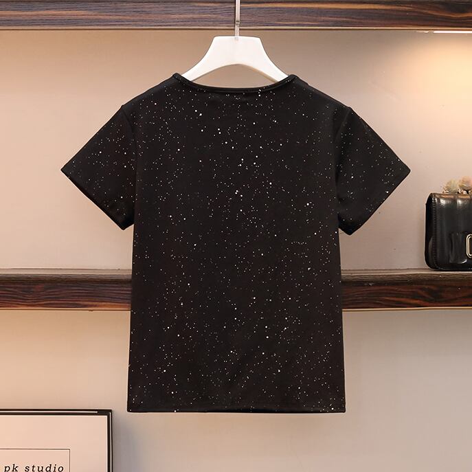 【set】好感度満載!おしゃれセットアップラウンドネックTシャツ+デニムイレギュラーサスペンダースカート