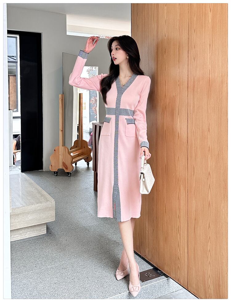 【dress】Vネックニットワンピース M28034