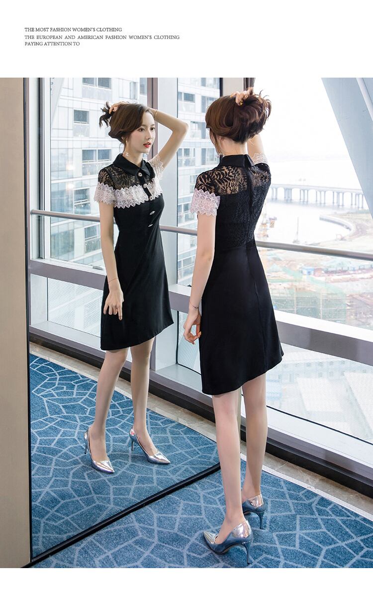 【dress】エレガント気質満点ファッションレース着痩せワンピース