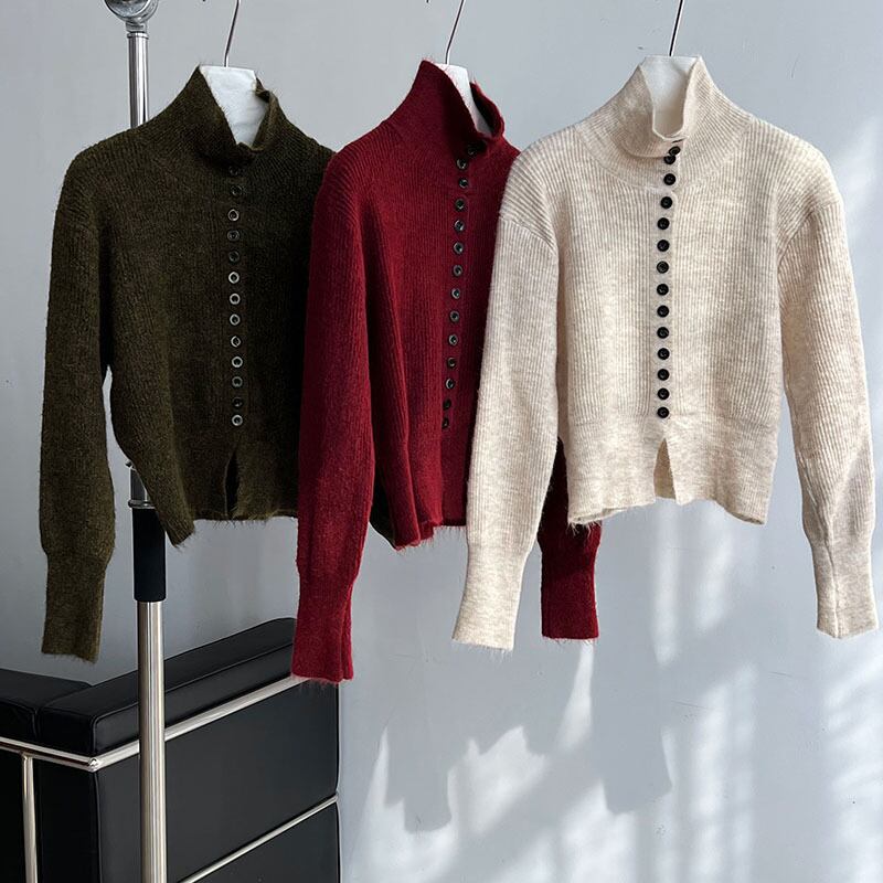 【set】ハイネックカーディガン×ロングスカートセット N2873