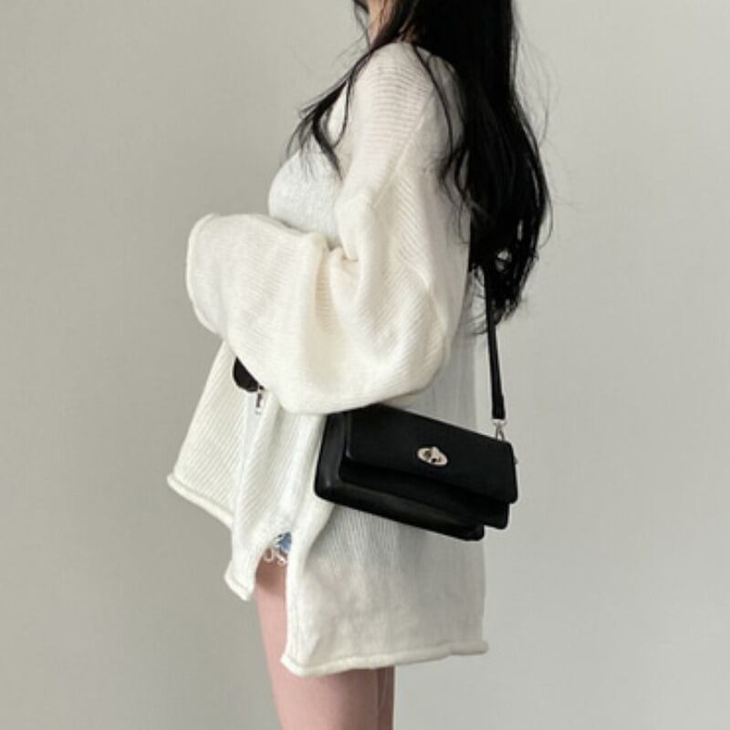 【tops】韓流スタイルファッション気質満点レトロVネックスリットルーズゆったりセーター G8859