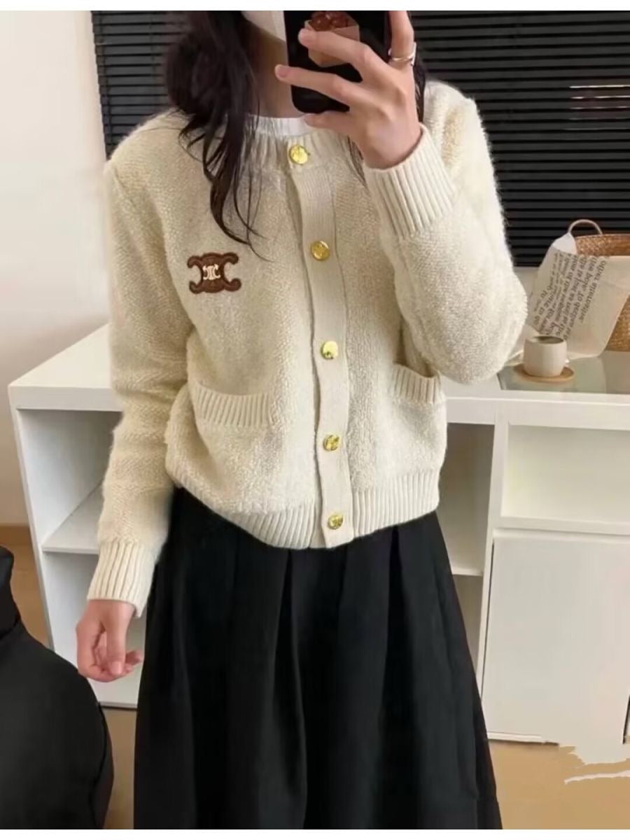 【outer】ポケット付きニットカーディガンF8018