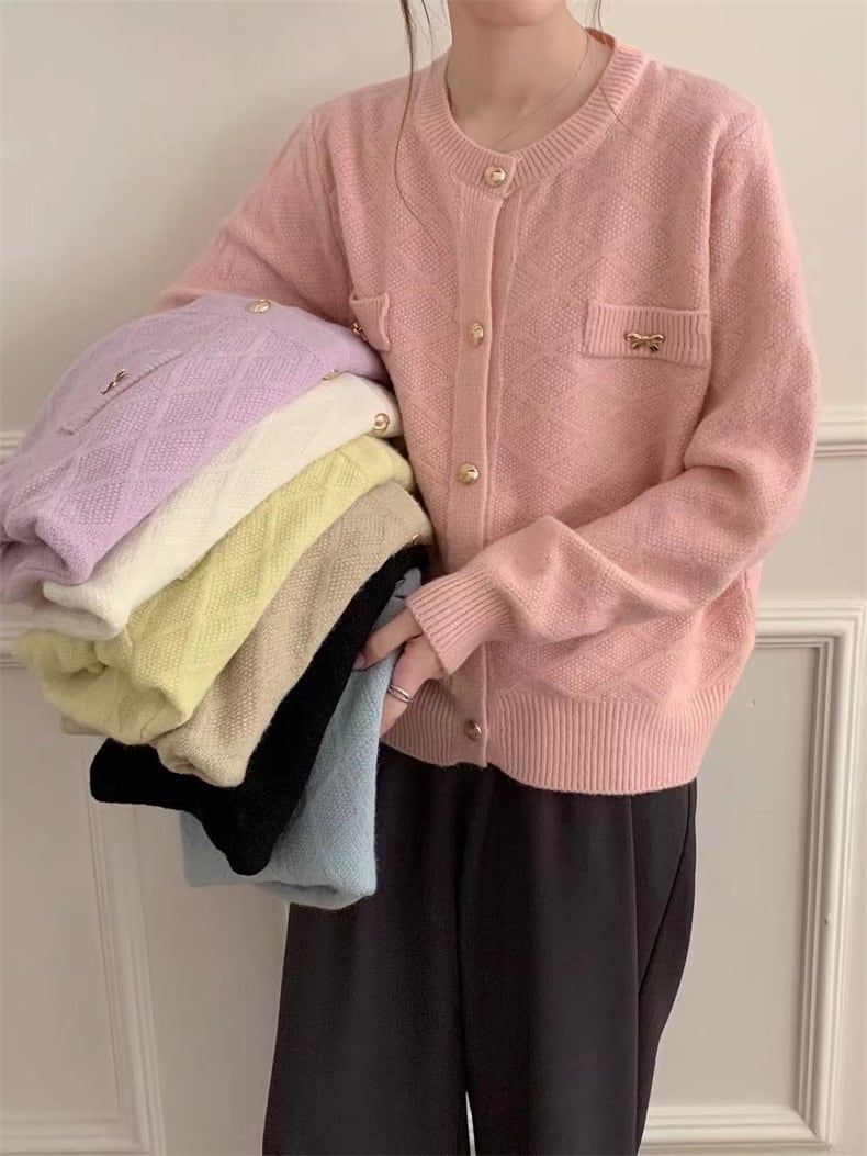 【outer】クルーネックニットカーデ M25851