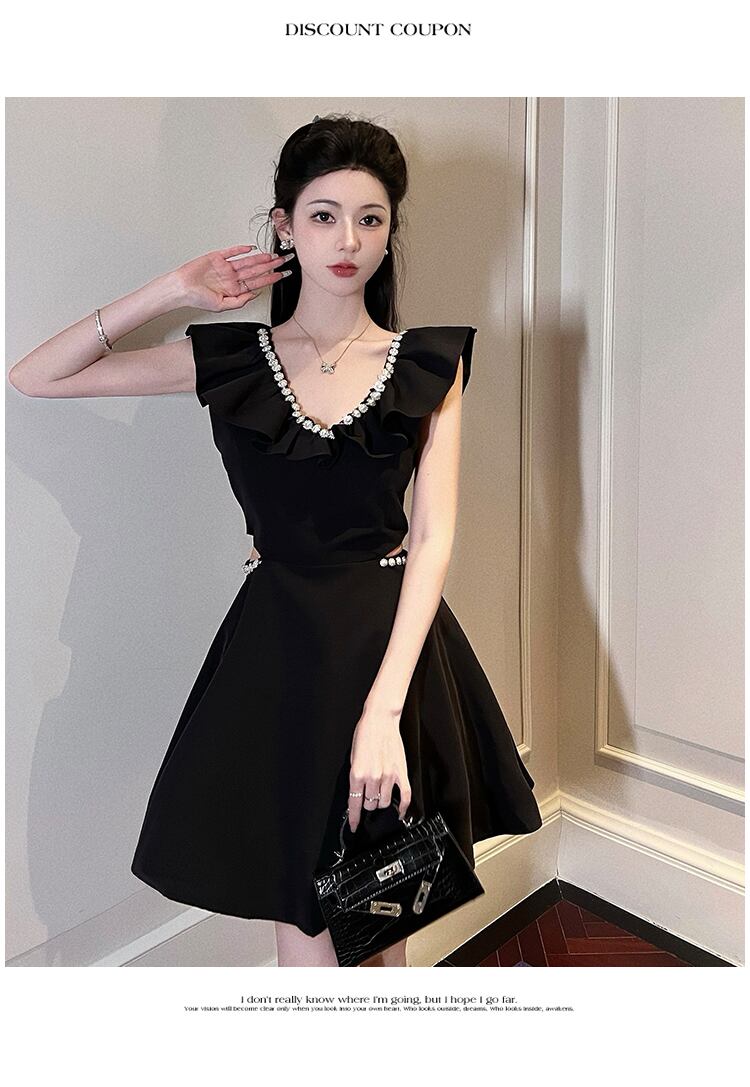 【dress】ダイヤモンドフリルVネックワンピース G21503
