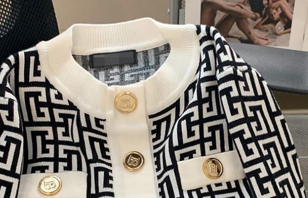 【outer】配色ニットカーディガンF6642