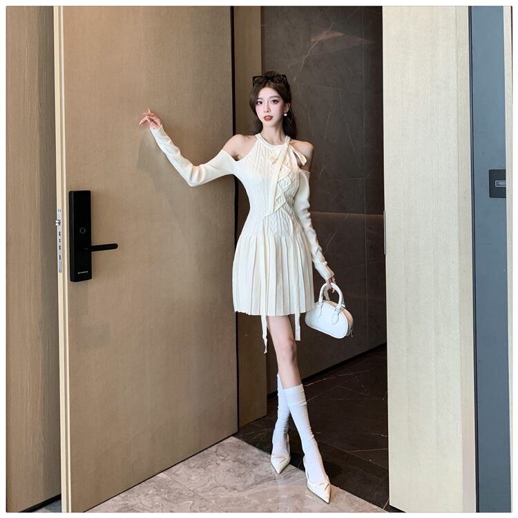 【dress】オフショルダーニットワンピース M27465