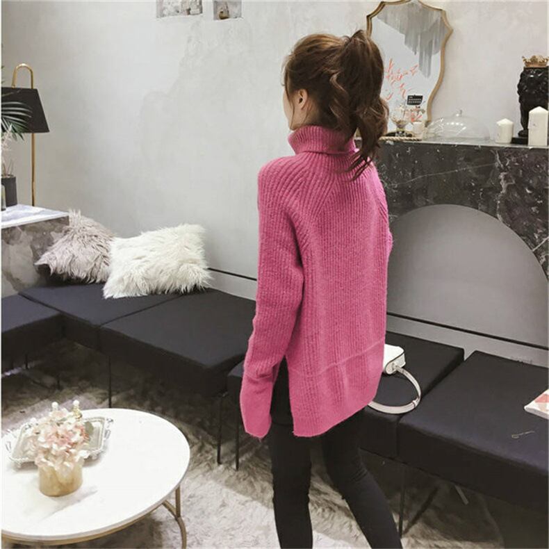 【tops】ハイネックスリットニットセーター M18138