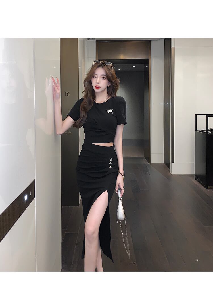 【set】フランス風気質満点トップス+体型カバー着痩せスカート2点セット G14664