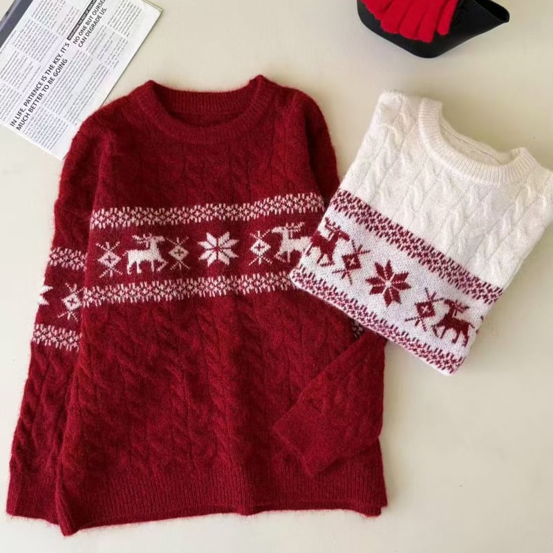 【tops】ノルディック柄ニットトップス Q7466