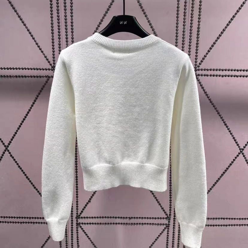 【tops】3色ラウンドネック長袖ニットセーターF8023