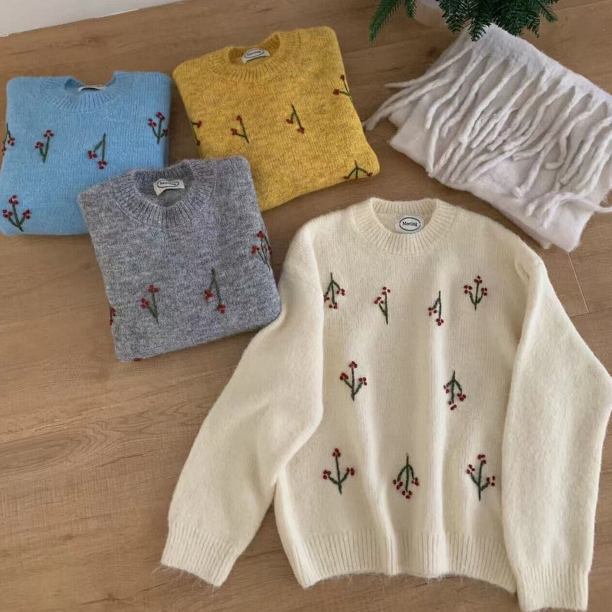 【tops】刺繍ニットセーター M29042