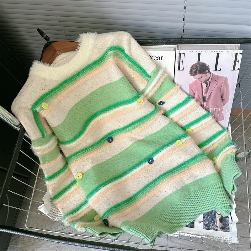 【tops】ボーダー柄ニットセーター M26389