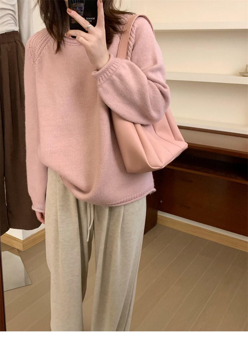 【tops】クルーネックニットセーター M18672