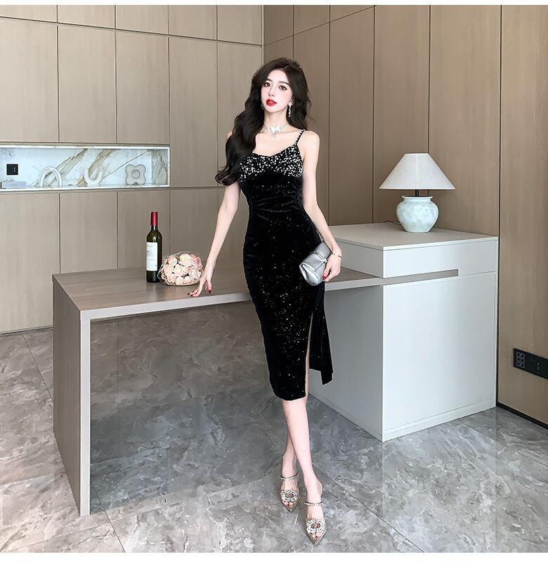 【dress】スパンコールキャミワンピース G20128