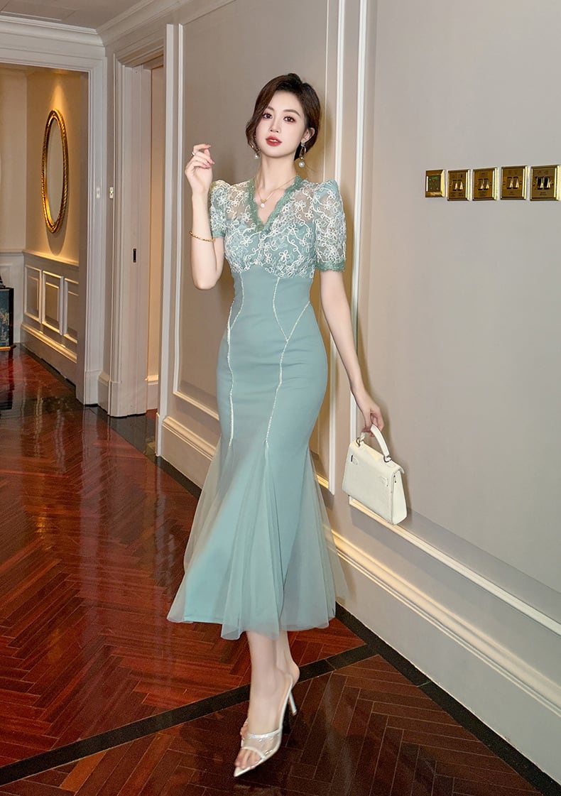 【dress】レースマーメイドワンピース M25071