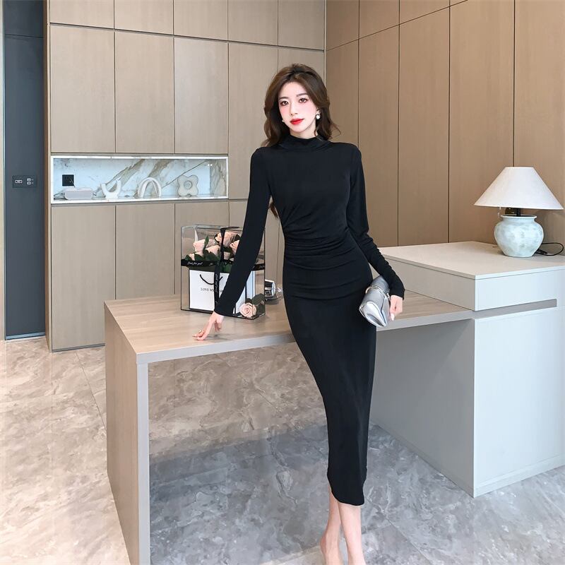 【dress】ハーフネック体型カバーワンピース G20645