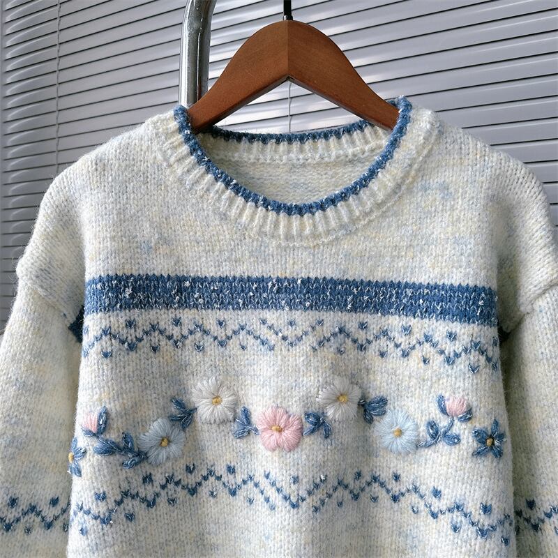 【tops】刺繍ニットセーター M27374