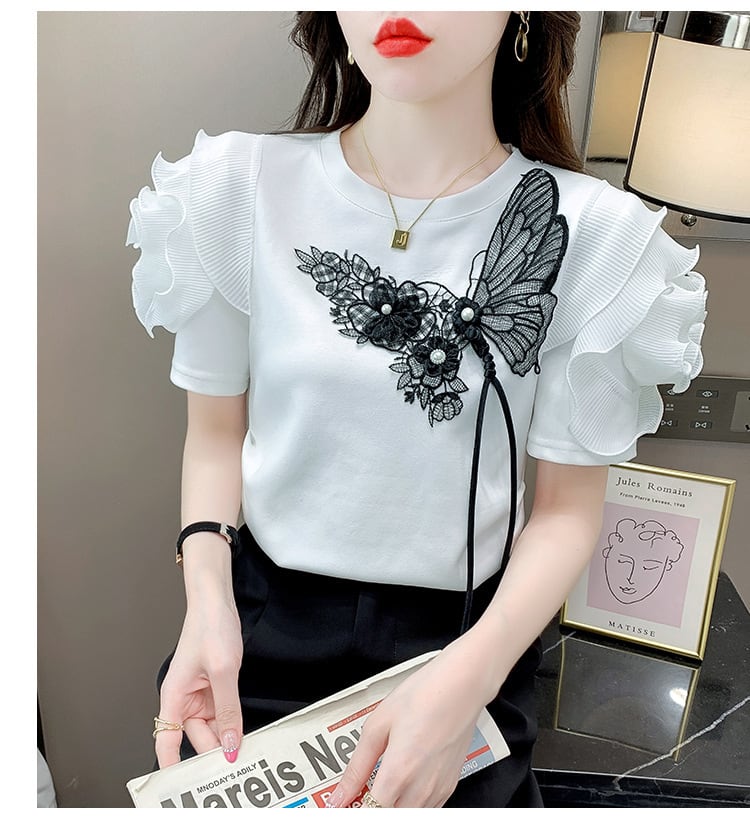 【tops】デザインフリルTシャツG21538