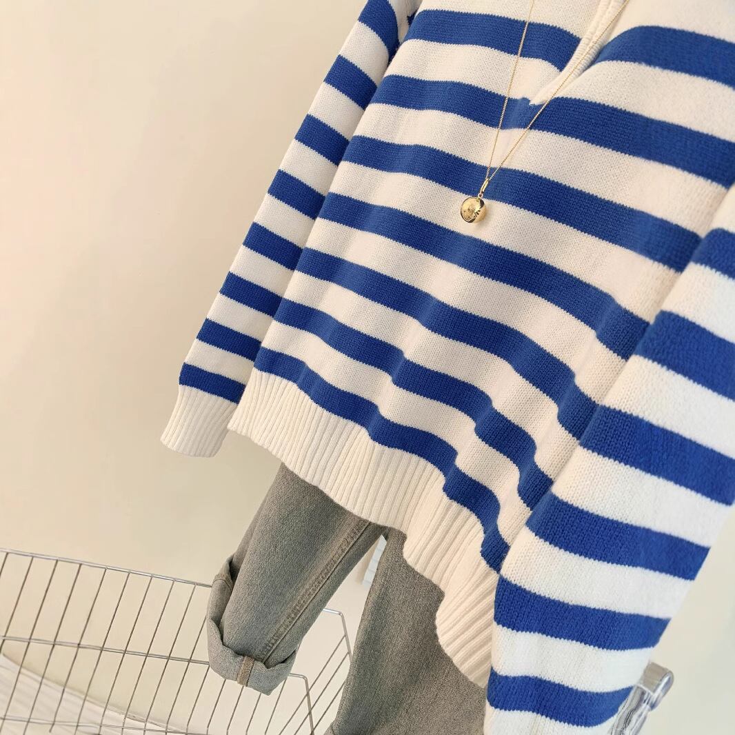【tops】ボーダー柄ニットセーター M29214