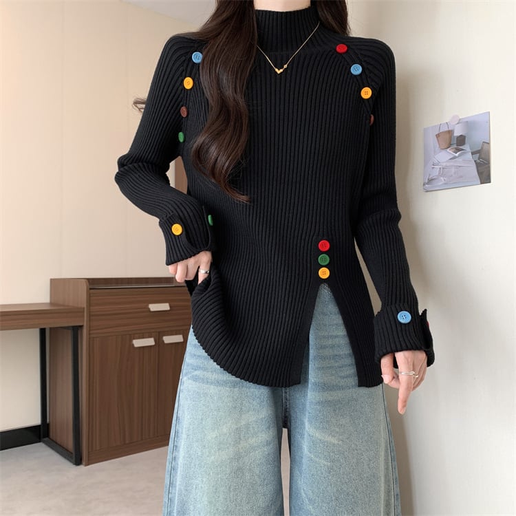 【tops】ボタンデザインニットトップス M27823