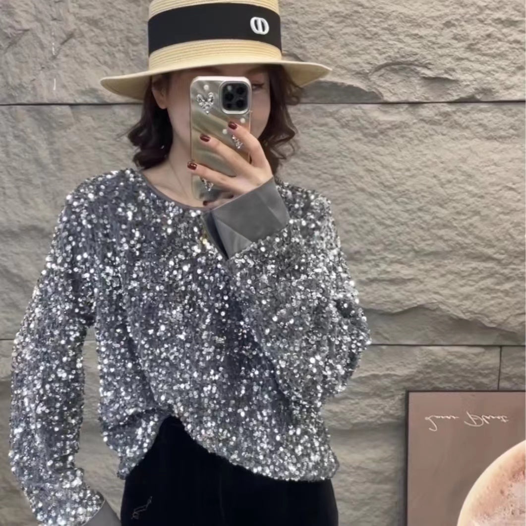 【tops】ラウンドネック長袖パーカーF7987