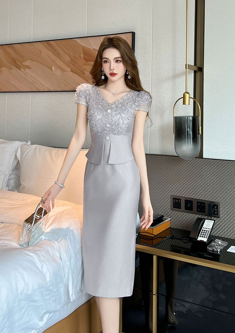 【dress】レース切り替えワンピース M23922