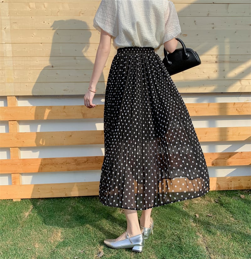 【bottoms】シフォンドット柄スカートG20489