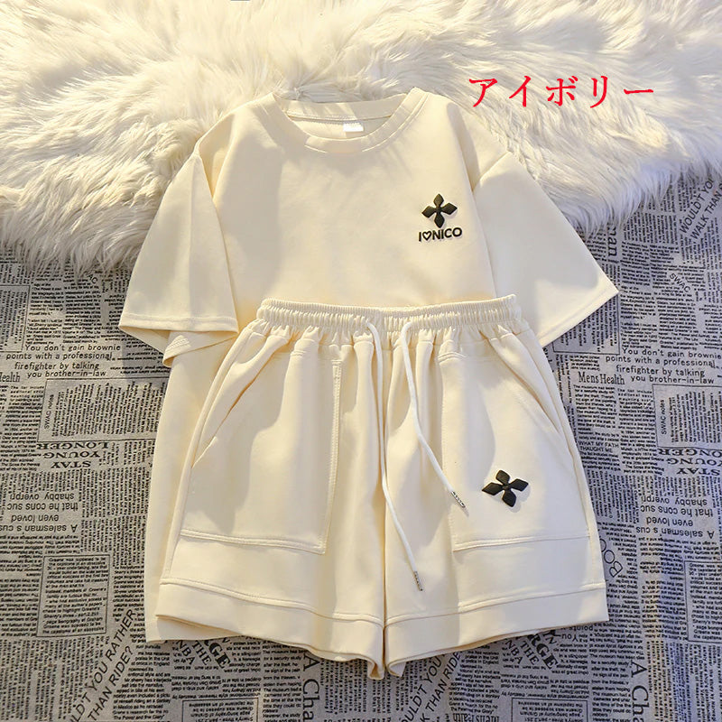 【set】8色Tシャツ+ショートパンツ2点セットF7705