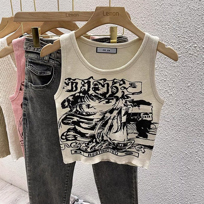 【tops】2色ノースリーブニットタンクトップF7770