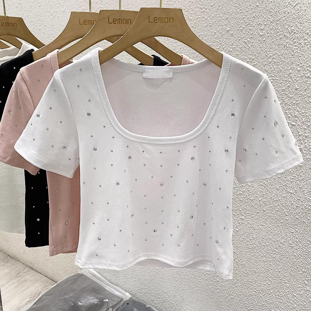 【tops】3色半袖キラキラTシャツF7761