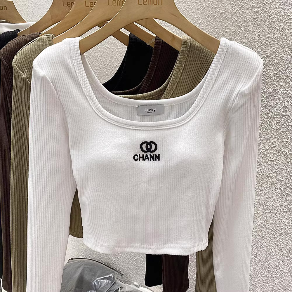 【tops】2色スクェアネック長袖TシャツF7978
