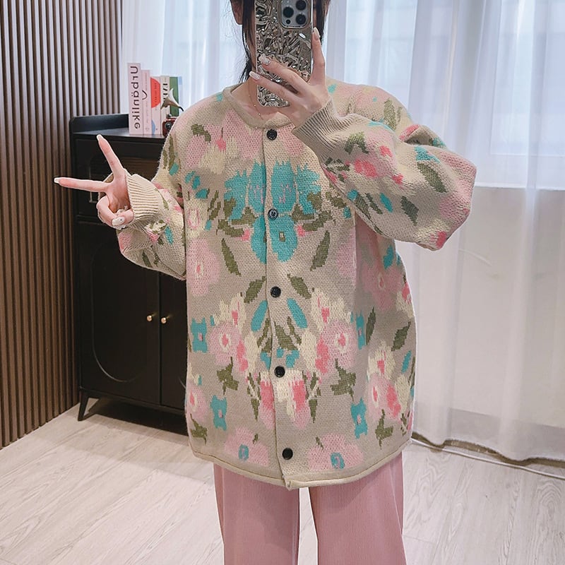 【outer】プリントニットカーデ M25873