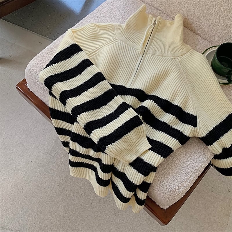 【tops】ボーダー柄ニットセーター M26978