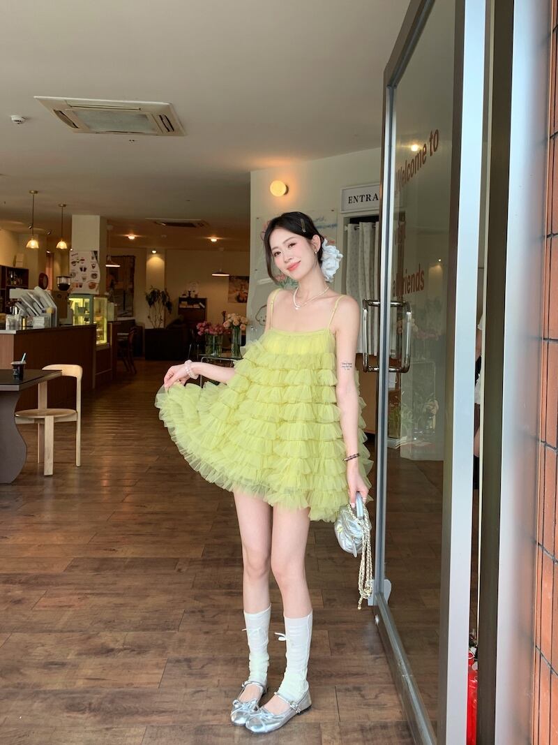 【dress】チュールコンビキャミワンピース M29848