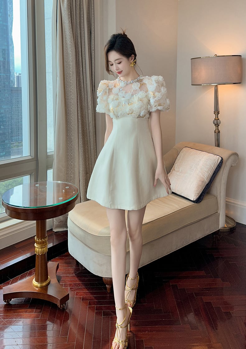 【dress】立体フラワーデートワンピース M25073