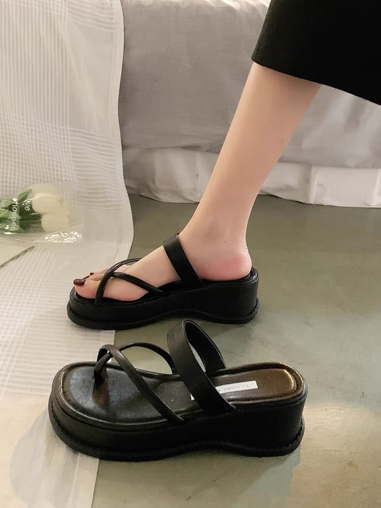 【shoes】3色厚底スリッパF7499