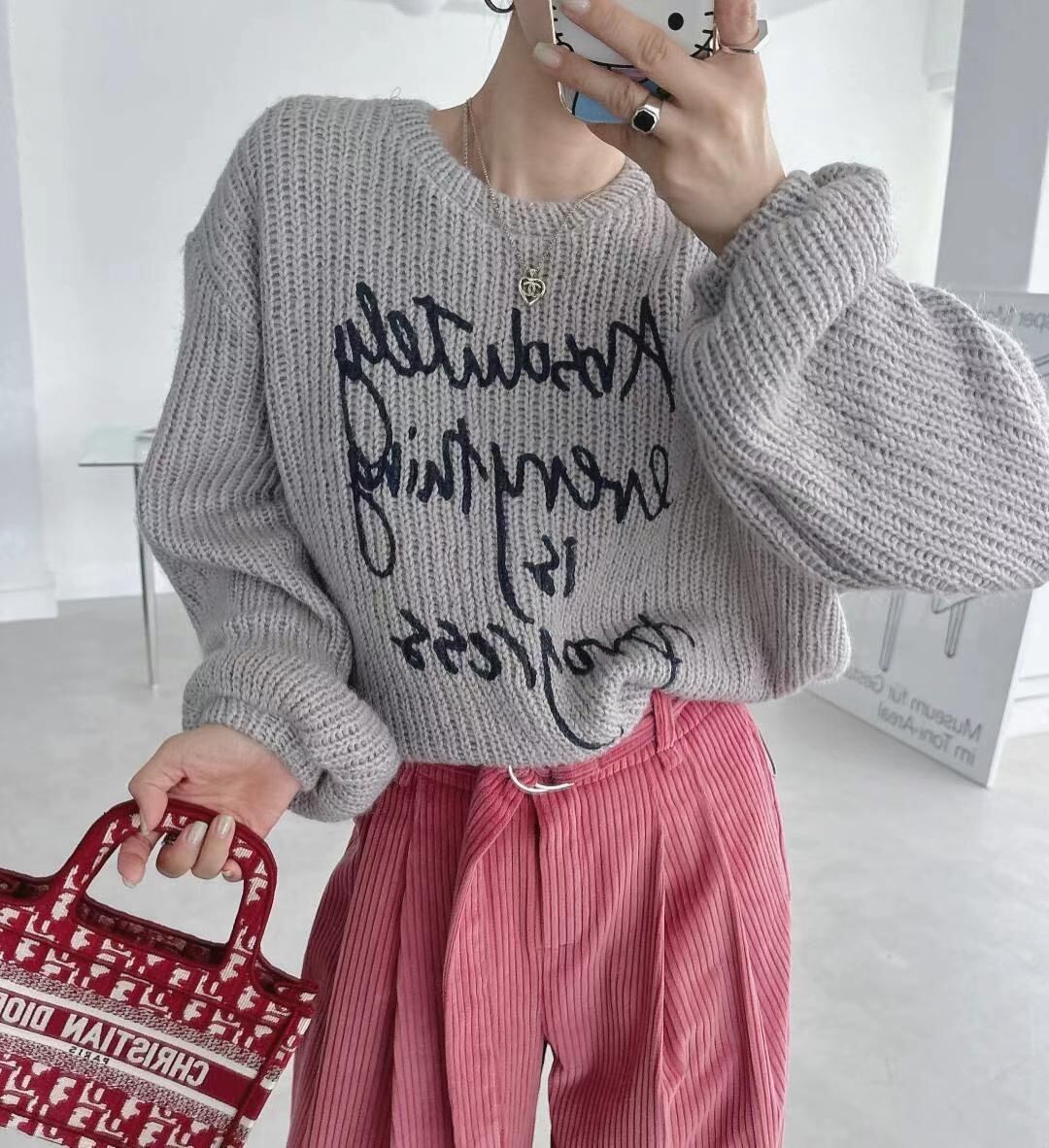 【tops】プリントニットセーター M27775