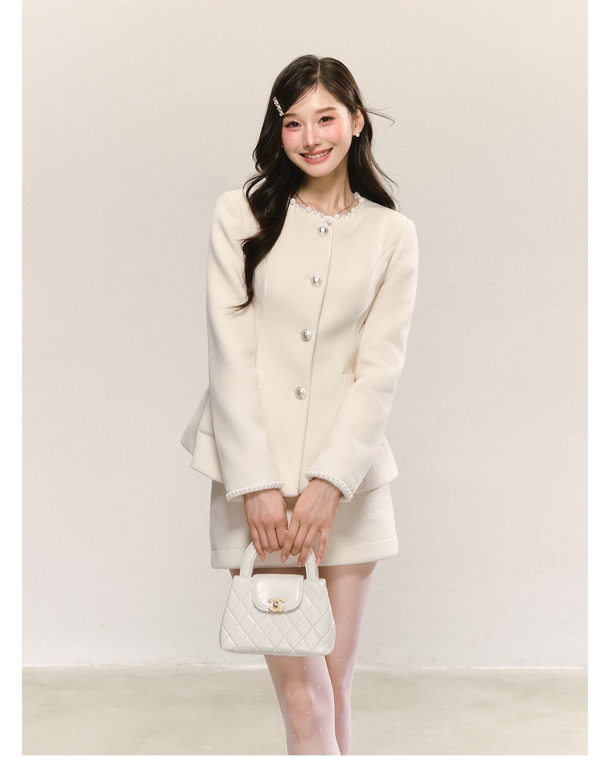 【set】パール付きジャケット×ミニスカートセット N3474