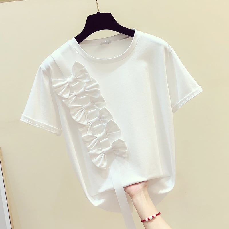 【tops】ラウンドネック半袖TシャツF7325