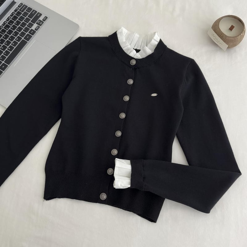 【outer】フェイクレイヤードニットカーディガン Q8034